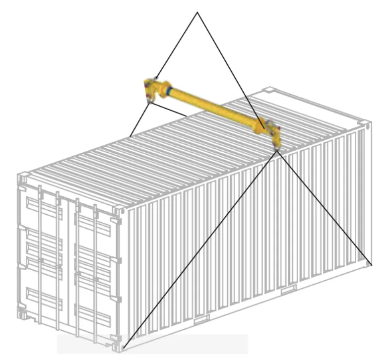 Beispielhafte Traverse für den Containertransport.